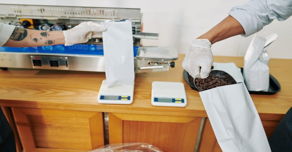 Weighting coffee packages